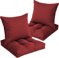 Waterproof Outdoor Chair Cushions Set of 2, Patio Cushions for Outdoor Furniture Water-Resistant & Fade-Resistant, Deep Seat & Back Cushion for Chair Sofa, 22x22 Inch (Red)