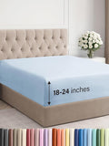 Extra Deep Cal King Fitted Sheet - Hotel Luxury Single Fitted Sheet Only - Easily Fits 18 inch to 24 inch Mattress - Ultra Soft, Wrinkle Free with Extra Deep Pockets - Breathable & Comfy - Sky Blue