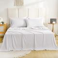 King Sheet Set - Luxury 4 Piece Silky Soft Breathable Cooling Bed Sheet Set, 16" Extra Deep Pocket King Sheets Clearance Wrinkle Free Easy Care Bedding Sheets, White