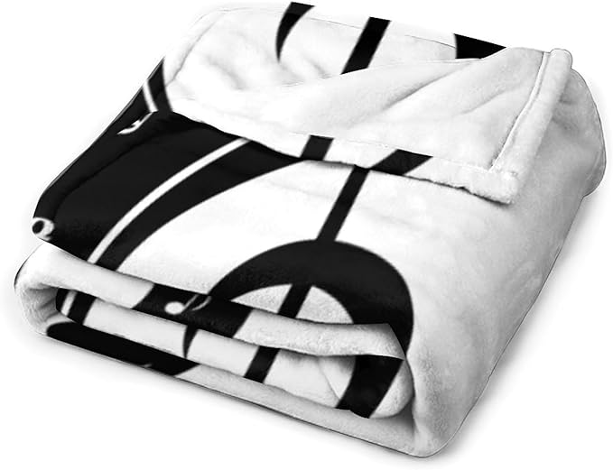 Music Blanket Abstract Funny Black White Music Note Art Printed Soft Cozy Lightweight Throw Blanket for Kids Girls Boys Women Bedroom Living Room Dorm Chair Sofa Travel 50x60in