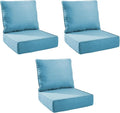 Outdoor Cushion Set for Furniture Patio Furniture, UV Resistant, Water Resistant - 6 Inch Thick Foam Garden Cushions– 22x24 Inch Patio Seat Covers for Chair/Sofa/Couch | Light Blue | 3-Pack |