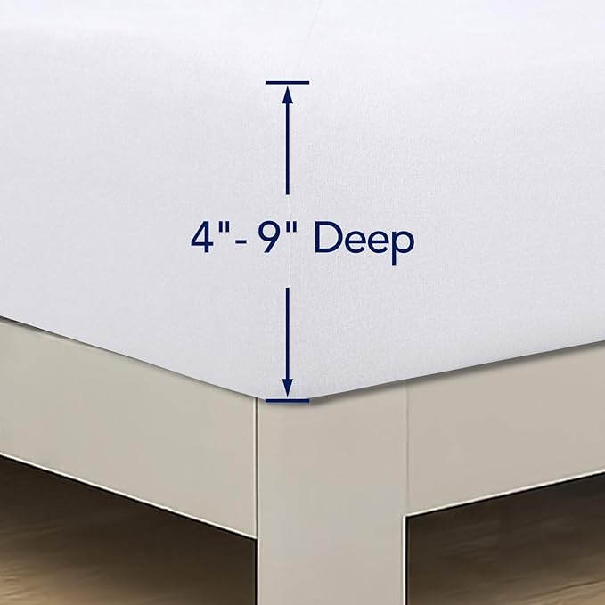 PureFit Stretchy Box Spring Cover Twin - Elastic Fitted Box Spring Wrap Around 4 Sides, Wrinkle & Fading Resistant Fits Twin Size Beds, White