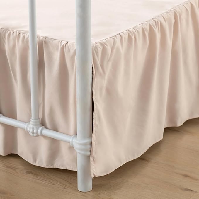 Bed Skirt King Size Ruffled Bed Skirts with Split Corners, 14 Inch Drop Dust Ruffle Bed Skirt with Platform, Cream, 14" King