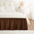 RIMELA Bed Skirt Queen Size 15 Inch Drop, Elastic Bed Skirting for Bed Base and Frame, Bedding Dust Ruffle Easy to Install, Wrap Around Adjustable Bedskirt, Chocolate Brown