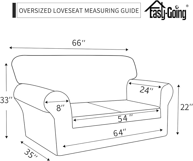 Easy-Going Waterproof Oversized Loveseat Covers Leakproof Couch Cover for 2 Cushion Couch Sofa Cover Washable Sofa Slipcover Non-Slip Furniture Protector with Pocket for Pet(Medium-XL, Greyish Green)