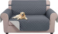 U-NICE HOME Loveseat Sofa Cover Reversible Couch Covers for 2 Cushion Couch for Dogs Furniture Protector Cover with Elastic Straps Water Resistant(Loveseat Small, Dark Blue/Light Grey)