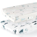 GRSSDER Stretch Ultra Soft Jersey Knit Changing Pad Cover Set 2 Pack, Change Table Pad Covers Fit 32"/34" x 16" Pads Safe and Snug, Cute Wild Forest Mongooses for Baby