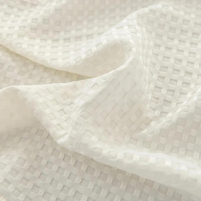 Twin Bed Skirt - Twin Size Bed Skirts 16 Inch Drop with Split Corners, Ivory Pleated Waffle Weave Bed Skirt, Tailored Dust Easy Fit, Machine Washable (16" Twin)