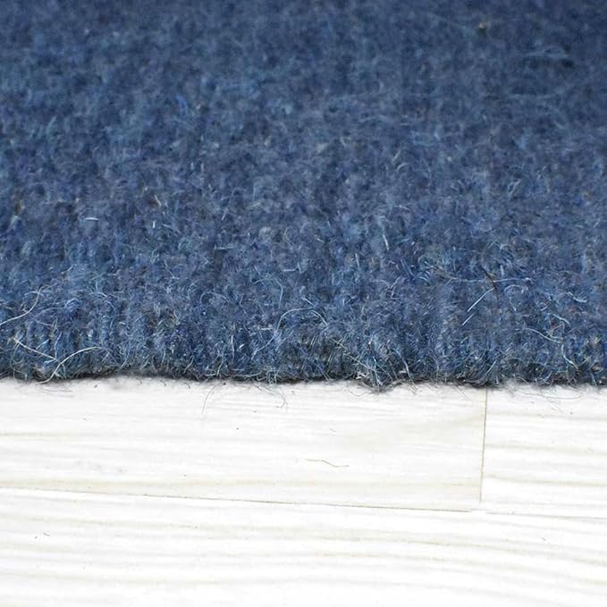 Rugsotic Carpets Hand Woven Flat Weave Kilim Wool ECO-Friendly Area Rugs - 7'x9', Rectangle Shape, Blue Color, Solid Plain Design, Low Pile Handmade Area Rugs for Living Room, Bed Room (D00111)