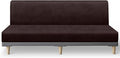 molasofa Leather Like Stretch Futon Slipcover Armless Sofa Cover Furniture Protector with Elastic Bottom, Soft and Washable Futon Cover for Sofa Bed （Larger，Chocolate）