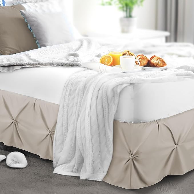 Nestl Linen Bed Skirt Full Size, Pinch Pleat Full Bed Skirt, 14" Inch Drop Full Bedskirt, Hotel Quality Linen Bed Skirts, Premium Microfiber Bedskirt for Full Bed, Linen Full Bed Skirt