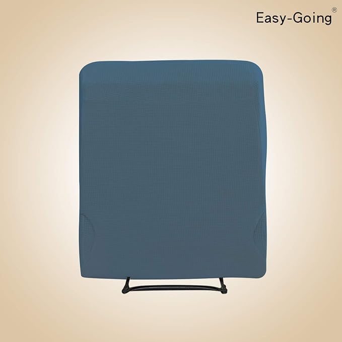 Easy-Going Recliner Stretch Sofa Slipcover Sofa Cover 4-Pieces Furniture Protector Couch Soft with Elastic Bottom,Polyester Spandex Jacquard Fabric Small Checks(Recliner,Bluestone)