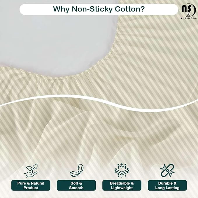 NON Sticky cotton Twin Size Sleeper Sofa Sheets, 4 Piece Egyptian Cotton Bed Sheet Set for Sofa Bed, 10" Deep Pocket for Pull Out Couch Mattress, 39" x 75", Ivory Stripe, Soft & Breathable