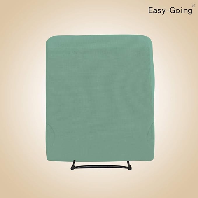 Easy-Going Recliner Stretch Sofa Slipcover Sofa Cover 4-Pieces Furniture Protector Couch Soft with Elastic Bottom Polyester Spandex Jacquard Fabric Small Checks(Recliner, Cyan, Large)