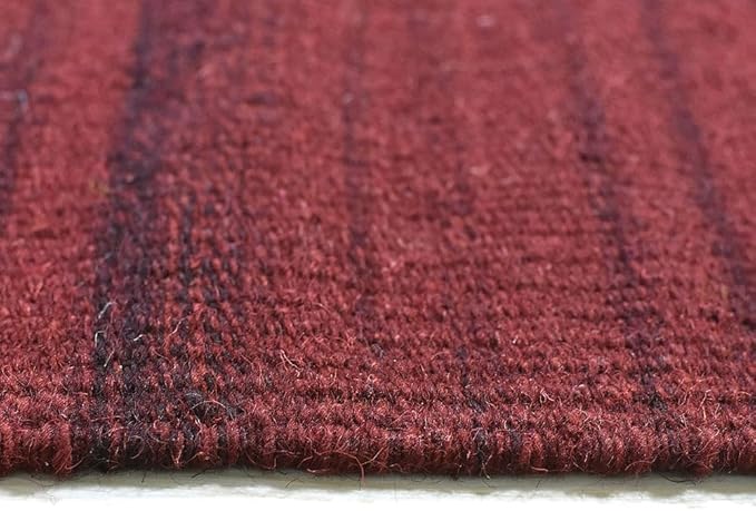 Rugsotic Carpets Hand Woven Flat Weave Kilim Wool ECO-Friendly Area Rugs - 7'x9', Rectangle Shape, Dark Red Color, Solid Plain Design, Low Pile Handmade Rugs for Living Room, Bed Room (D00111)