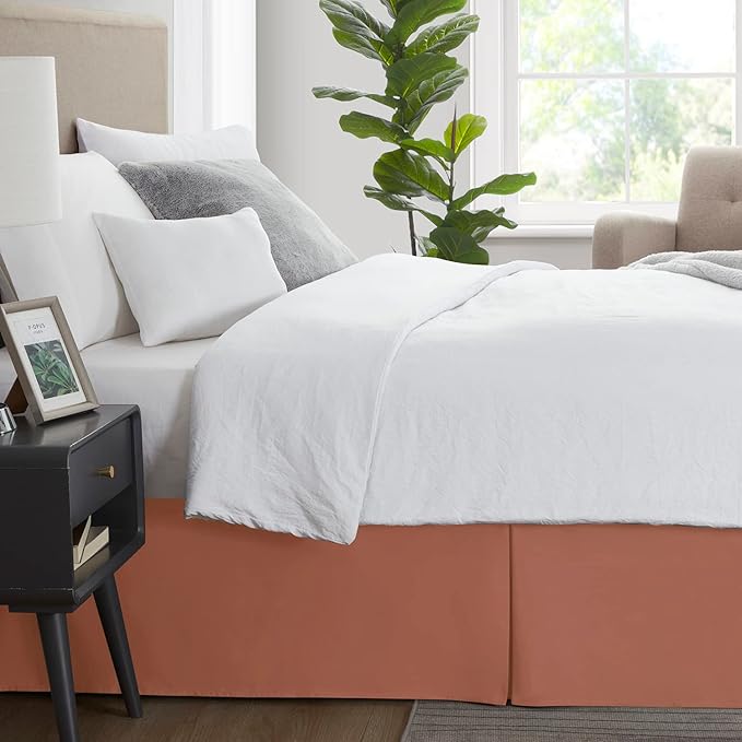 Nestl Rust Twin XL Bed Skirt - Twin XL Size Bed Skirt 14 Inch Drop - Brushed Microfiber Bed Skirts - Hotel Quality Pleated Bed Skirt - Shrinkage & Fade Resistant