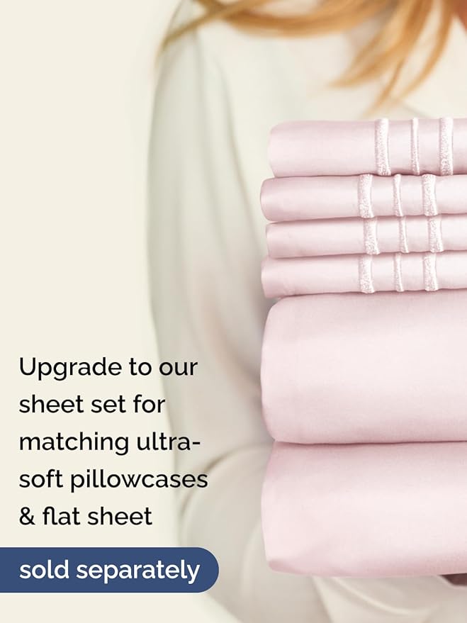 Extra Deep King Fitted Sheet - Hotel Luxury Single Fitted Sheet Only - Easily Fits 18 inch to 24 inch Mattress - Ultra Soft, Wrinkle Free with Extra Deep Pockets - Breathable & Comfy - Lavender Pink