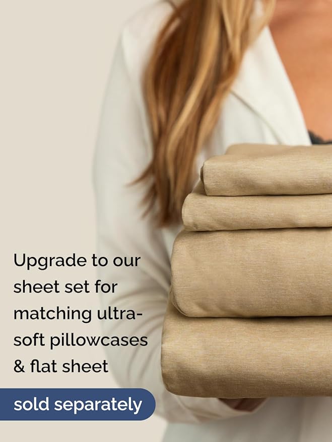 Extra Deep Queen Fitted Sheet - Hotel Luxury Single Fitted Sheet Only - Easily Fits 18 inch to 24 inch Mattress - Ultra Soft, Wrinkle Free with Extra Deep Pockets - Breathable & Comfy - Heathered Tan