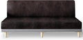 molasofa Leather Like Stretch Futon Slipcover Armless Futon Bed Sofa Cover Furniture Protector with Elastic Bottom, Soft and Washable Futon Cover for Sofa Bed Stay in Place（Larger，Chocolate）