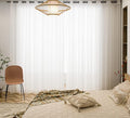PI Long Sheer Curtains 108 Inches Length,Grommet Top Voile Elegant Window Draperies for Dining Room 2 Panels Set (W52 X L108, Beige)