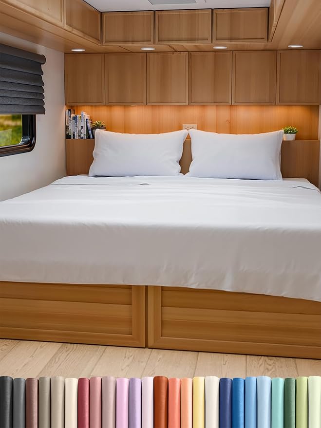 RV King Size Sheet Set 72 X 80 - 4 Piece RV Short Queen Bed Sheets - Ultra Soft, Breathable & Cooling - Designed for Bunks, Trailers & Camper - Fits 8” to 12" Mattress - Hotel Luxury Bedding - White
