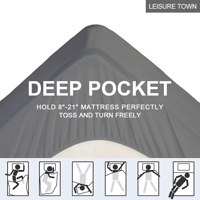 LEISURE TOWN Twin Mattress Pad Fitted Quilted Cotton Mattress Cover Cooling Soft Pillow Top Mattress Topper with Down Alternative Filling Mattress Protector with 8-21 Deep Pocket (39x75 Inches Grey)