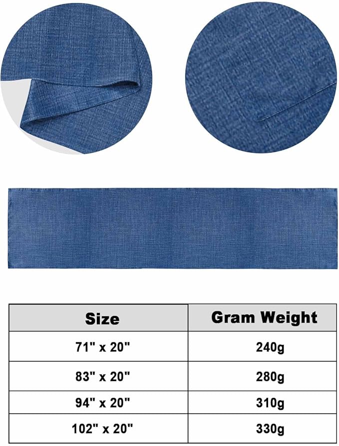 Retro Farm Linen Flax Bed Runners for Bedroom Hotel,Decorative Bedding Scarf Blue Solid Color Ocean Bed End Blanket Bedding Runner Scarves for Twin Size Bed,71x20in