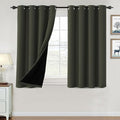 H.VERSAILTEX 100% Blackout Curtains for Bedroom Thermal Insulated Blackout Curtains 45 inch Length Full Light Blocking Window Drapes for Living Room with Black Liner 2 Panels, Olive