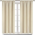 BGment Rod Pocket Room Darkening Curtains 48 Inches Length - Thermal Insulated Beige Blackout Window Drapes for Bedroom, 42 x 48 Inch, 2 Panels