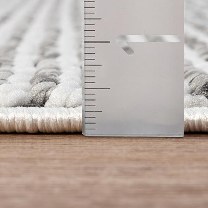 LUXE WEAVERS Solid Machine Woven White Dark Gray 9x12 Area Rug, Indoor Stain-Resistant Carpet