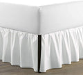 SKY BEDDINGS - Full Size Ruffled Bed Skirt with Split Corners - 21 Inch Drop Dust Ruffle Bed Skirt with Platform Three Sided Coverage - 100% Microfiber, White