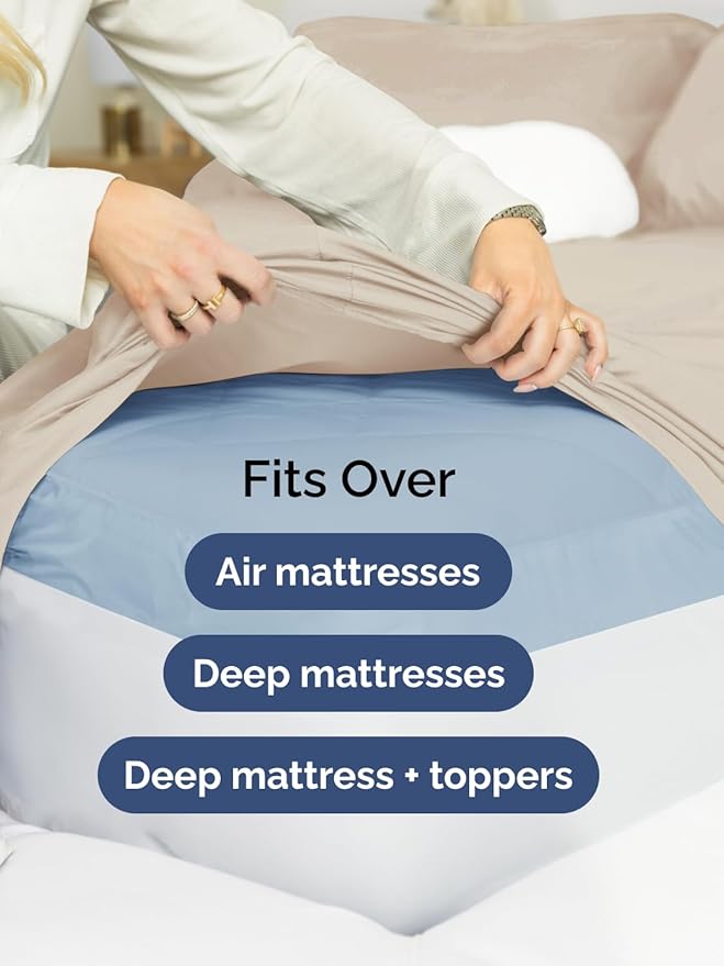 Extra Deep Twin XL Fitted Sheet - Hotel Luxury Single Fitted Sheet Only - Easily Fits 18 inch to 24 inch Mattress - Ultra Soft, Wrinkle & Fade Free w/Extra Deep Pockets - Breathable & Comfy - Wheat