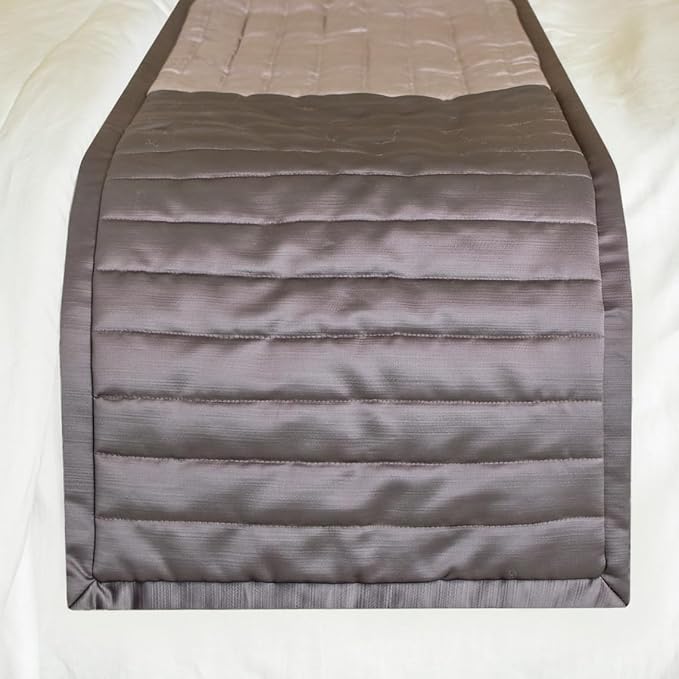 The HomeCentric King/Queen/Twin Purple Decorative Queen 74"x18" Bed Runner with Two Pillow Cover, Patchwork, Quilted, Striped Bed Scarf on Satin Fabric - Plum Radiance