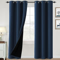 H.VERSAILTEX 100% Blackout Curtains for Bedroom Thermal Insulated Blackout Curtains 84 inch Length Heat and Full Light Blocking Curtains for Living Room with Black Liner 2 Panels Set, Navy