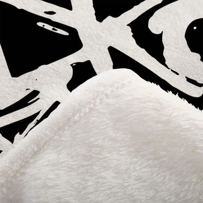 Mugod Black White Pattern Throw Blanket Graffiti Seamless Pattern with Abstract Tags Letters Decorative Soft Warm Cozy Flannel Plush Throws Blankets for Baby Toddler Dog Cat 30 X 40 Inch
