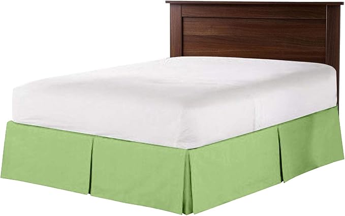 Bed Skirt - 100% Cotton 800 Thread Count Box Pleated Bed Skirt - Luxury Pleated Dust Ruffle, Hotel Quality Modern Bed Skirt, Easy Fit with 12 Inch Tailored Drop, King XL, Sage