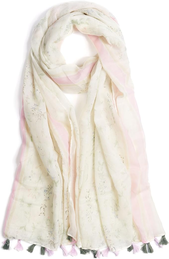 Scarf for Women Lightweight Soft Floral Leopard Printed Scarves Fall Winter Fashion Shawl Wrap with Fringe