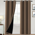 H.VERSAILTEX 100% Blackout Curtains for Bedroom Thermal Insulated Blackout Curtains Heat and Full Light Blocking Curtains for Living Room with Black Liner 2 Panels Set, 42 x 84 Inch, Macchiato