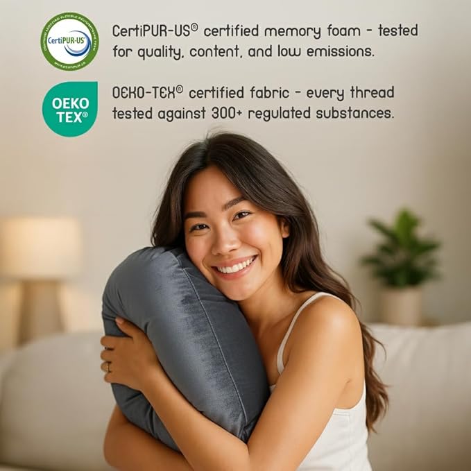 MELLO Lap Pillow for Reading – Memory Foam Gaming Pillow for Lap, Crochet, Crafting, Knitting, Elbow and Arm Support Cushion for Rest in Couch and Bed (Dark Gray, Oversized)
