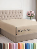 Extra Deep King Fitted Sheet - Hotel Luxury Single Fitted Sheet Only - Easily Fits 18 inch to 24 inch Mattress - Ultra Soft, Wrinkle Free w/Extra Deep Pockets - Easy-Care, Breathable & Comfy - Cream