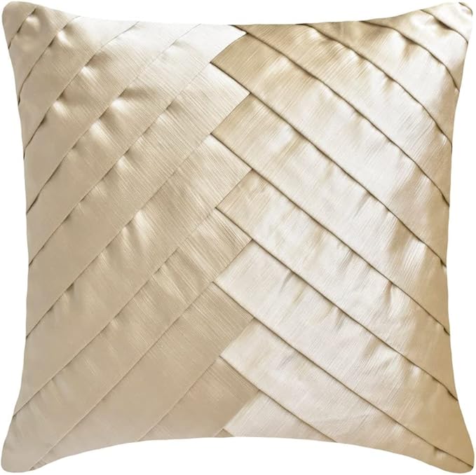 The HomeCentric King/Queen/Twin Ivory Designer Twin 53"x18" Bed Runner with 2 Pillow Cover, Pintucks, Textured & Satin Bed Scarf on Satin Fabric - Glazed Satin
