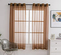 PI Sheer Curtains with Grommets,Flat Seam Sheer Window Treatment for Office/Dinning Room 2 Panels (W52 X L72, Brown)