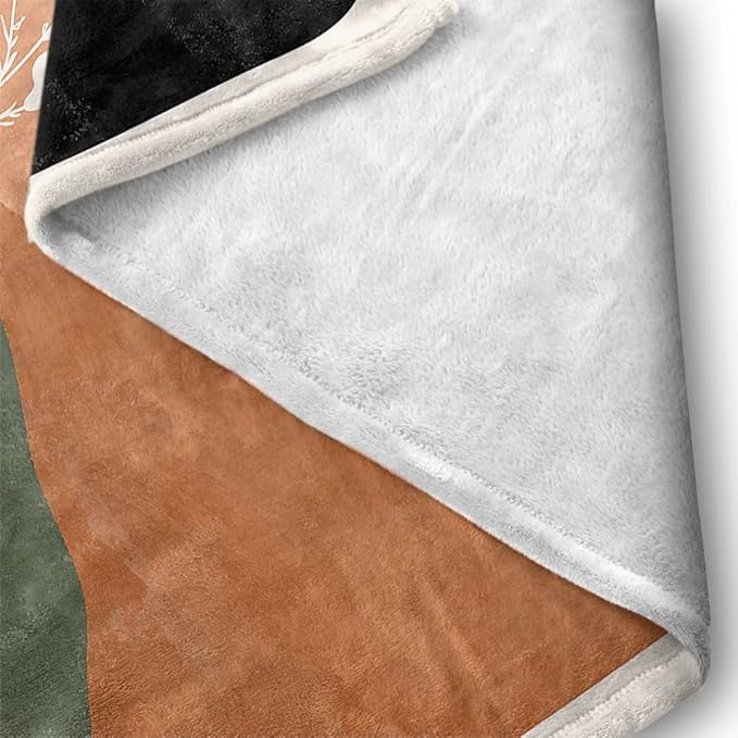 Boho Orange Mid Century Blankets Abstract Modern Throw Blanket Minimalist Boho Aesthetic Soft Warm Bed Bedding Women Blankets for Couch Bedroom Sofa Office Cozy Flannel Blankets 30"X40"