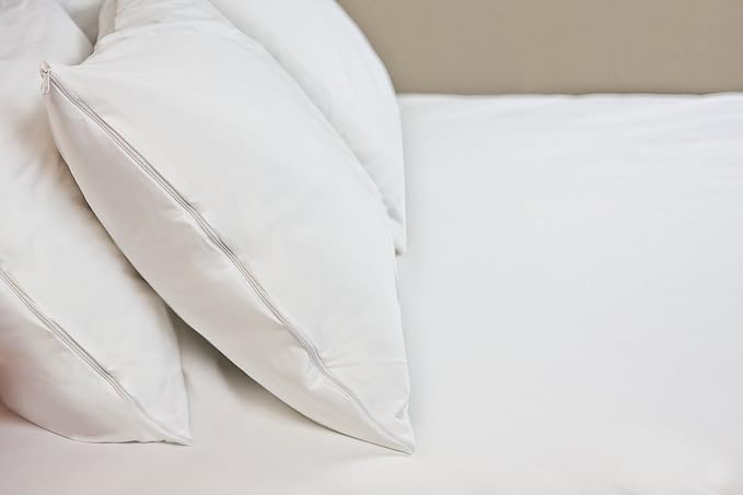 HOSPITOLOGY PRODUCTS Pillow Encasement- Zippered Bed Bug Dust Mite Proof Hypoallergenic - Sleep Defense System - Queen - Waterproof - Set of 2 - 20" H x 30" W