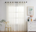 PI Living Room Sheer Curtains Grommet Panels,Translucent Voile Window Draperies for Bedroom/Villa 2 Panels (W52 X L90, Butter)