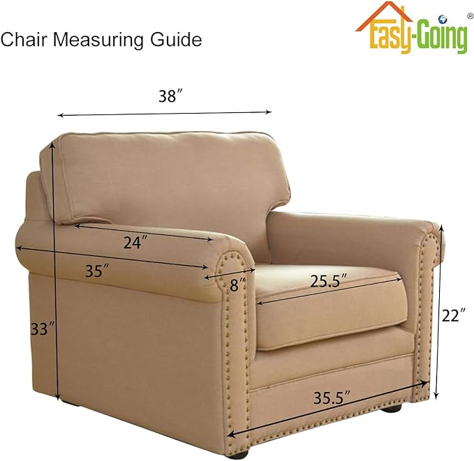 Easy-Going Stretch Chair Sofa Slipcover 1-Piece Couch Sofa Cover Furniture Protector Soft with Elastic Bottom for Kids, Pet. Spandex Jacquard Fabric Small Checks (Chair, Bluestone)