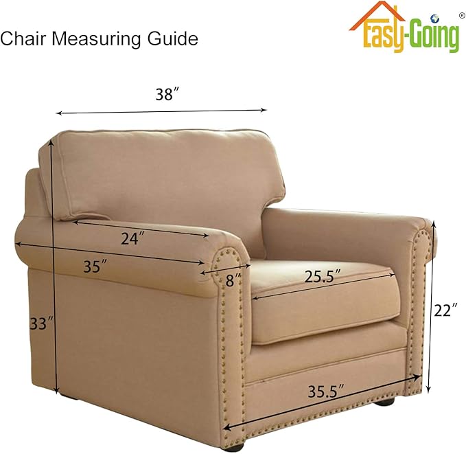 Easy-Going Stretch Chair Sofa Slipcover 1-Piece Couch Sofa Cover Furniture Protector Soft with Elastic Bottom for Kids, Pet. Spandex Jacquard Fabric Small Checks (Chair, Brown)