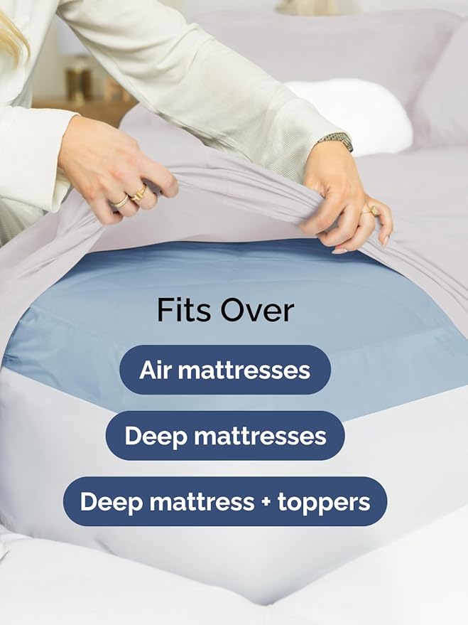 Extra Deep Twin XL Fitted Sheet - Hotel Luxury Single Fitted Sheet Only - Easily Fits 18 inch to 24 inch Mattress - Ultra Soft, Wrinkle Free with Extra Deep Pockets - Breathable & Comfy - French Grey