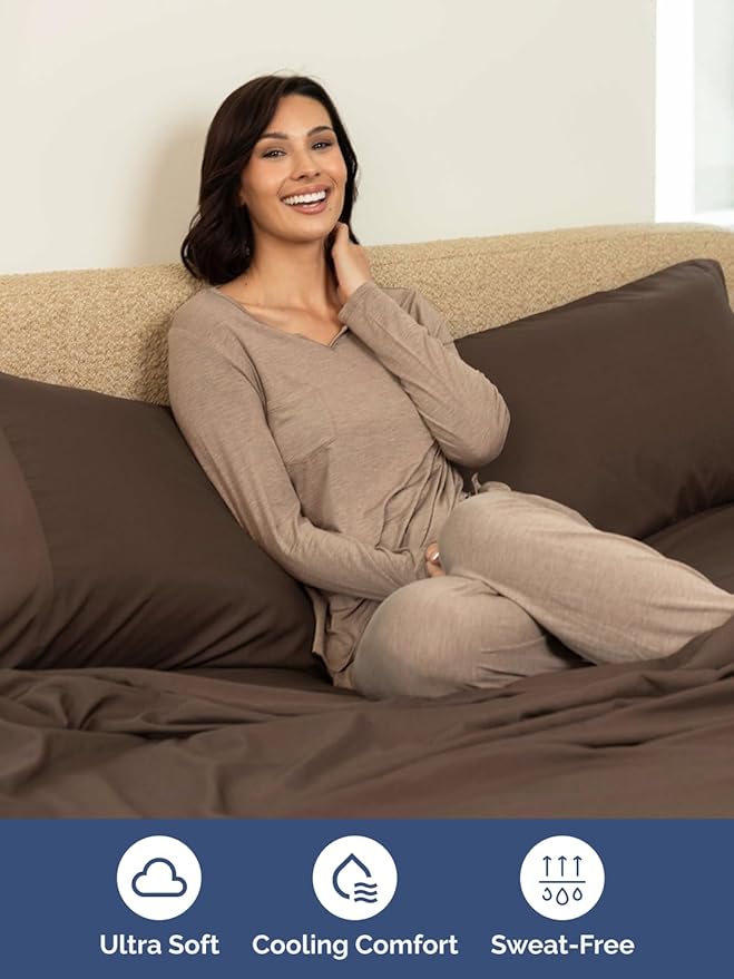 Extra Deep Pocket Twin Sheets - 3 Piece Breathable & Cooling Bed Sheets - Hotel Luxury Bed Sheet Set - Soft, Wrinkle Free & Comfy - Easily Fits Extra Deep Mattresses - Deep Pocket Brown Sheets Set