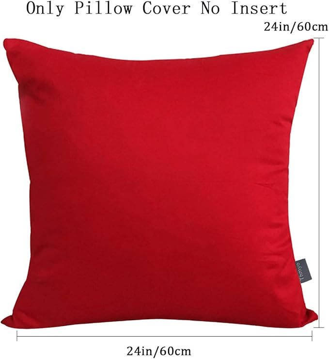 Thmyo 4-Pack 100% Cotton Comfortable Solid Decorative Throw Pillow Case Square Cushion Cover Pillowcase Sublimation Blank Pillow Covers DIY Throw Pillowcase for Sofa Christmas(24x24 inch/ 60x60cm,Red)